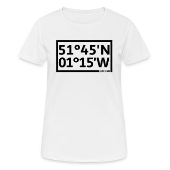 Oxford Koordinaten - Frauen T-Shirt atmungsaktiv - Weiß - Vorne - AI Model Female 172 dark (172cm)