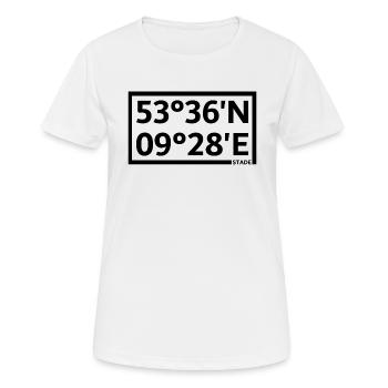 Coordonnées du stade - T-shirt respirant Femme - blanc - Devant - AI Model Female 172 dark (172cm)