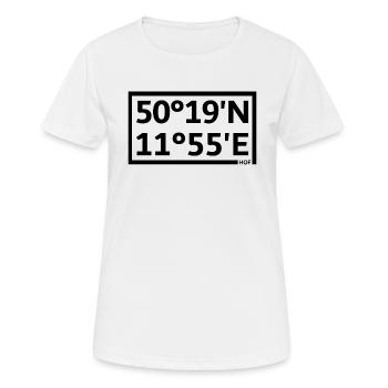 Hof Koordinaten - Frauen T-Shirt atmungsaktiv - Weiß - Vorne - AI Model Female 172 dark (172cm)