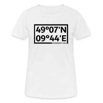 Coordonnées de Schwäbisch Hall - T-shirt respirant Femme - blanc - Devant - AI Model Female 172 dark (172cm)