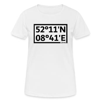 Löhne Koordinaten - Frauen T-Shirt atmungsaktiv - Weiß - Vorne - AI Model Female 172 dark (172cm)