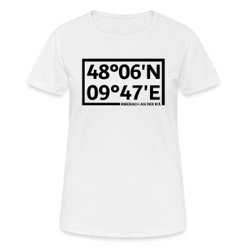 Biberach an der Riß Koordinaten - Frauen T-Shirt atmungsaktiv - Weiß - Vorne - AI Model Female 172 dark (172cm)