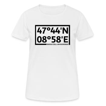 Radolfzell am Bodensee Koordinaten - Frauen T-Shirt atmungsaktiv - Weiß - Vorne - AI Model Female 172 dark (172cm)