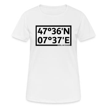 Weil am Rhein Koordinaten - Frauen T-Shirt atmungsaktiv - Weiß - Vorne - AI Model Female 172 dark (172cm)