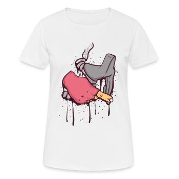 hand on handlebar roadbike wet paint drawing - Women's Breathable T-Shirt - white - Front - AI Model Female 172 dark (172cm)