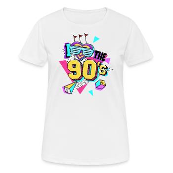 Les années 90 J’aime les années 90 - T-shirt respirant Femme - blanc - Devant - AI Model Female 172 dark (172cm)
