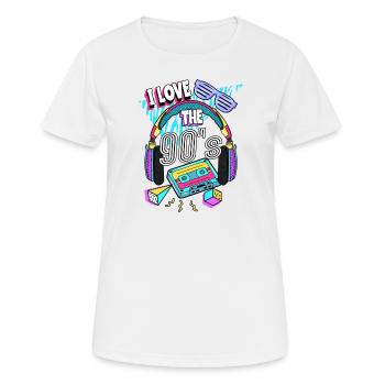 Les années 90 J’aime les années 90 - T-shirt respirant Femme - blanc - Devant - AI Model Female 172 dark (172cm)