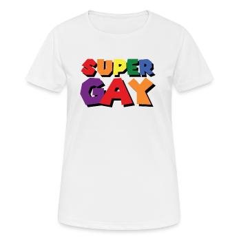 SUPER GAY - Women's Breathable T-Shirt - white - Front - AI Model Female 172 dark (172cm)