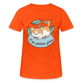 Niedliche Katze kawaii - Frauen T-Shirt atmungsaktiv - Neonorange - Vorne - AI Model Female 172 dark (172cm)