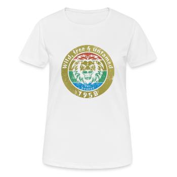 66e anniversaire Sauvage, libre et indompté depuis 08/1958 - T-shirt respirant Femme - blanc - Devant - AI Model Female 172 dark (172cm)