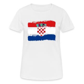 Kroatien Flagge Adria Zagreb Kroatische Fahne - Frauen T-Shirt atmungsaktiv - Weiß - Vorne - AI Model Female 172 dark (172cm)