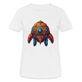 Colorful imaginative whimsical spaceship - Women's Breathable T-Shirt - white - Front - AI Model Female 172 dark (172cm)