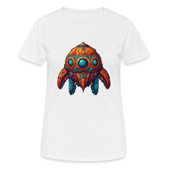 Buntes fantasievolles skurriles Raumschiff - Frauen T-Shirt atmungsaktiv - Weiß - Vorne - AI Model Female 172 dark (172cm)
