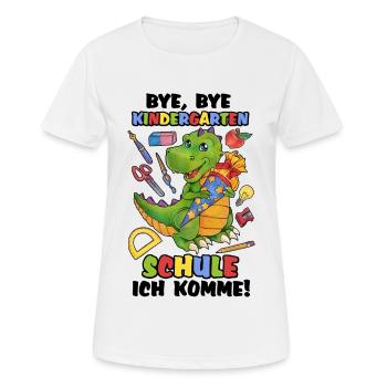 Dinosaurier Dino TRex Saurier mit Zuckertüte - Frauen T-Shirt atmungsaktiv - Weiß - Vorne - AI Model Female 172 dark (172cm)