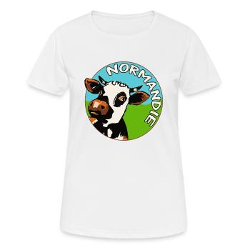 Vache Normande - T-shirt respirant Femme - blanc - Devant - AI Model Female 172 dark (172cm)