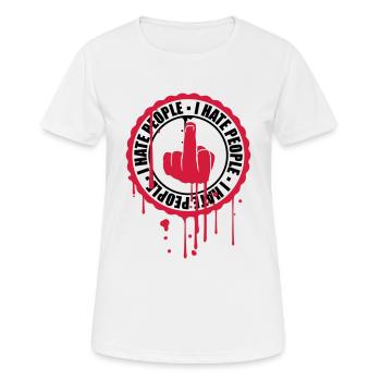 graffiti spray drops stickers stickers fuck you - Women's Breathable T-Shirt - white - Front - AI Model Female 172 dark (172cm)