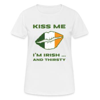 Kiss me I'm Irish and thirsty. - Women's Breathable T-Shirt - white - Front - AI Model Female 172 dark (172cm)