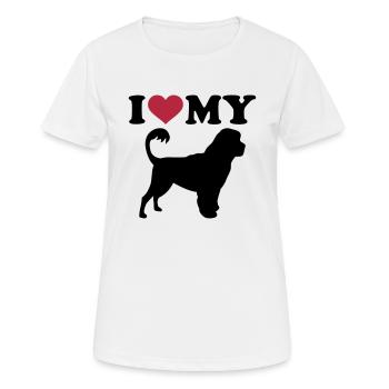 Portugiesischer Wasserhund - Frauen T-Shirt atmungsaktiv - Weiß - Vorne - AI Model Female 172 dark (172cm)