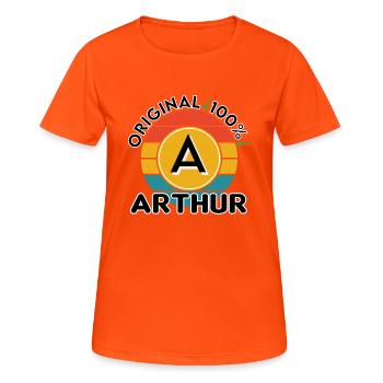 Arthur - Frauen T-Shirt atmungsaktiv - Neonorange - Vorne - AI Model Female 172 dark (172cm)
