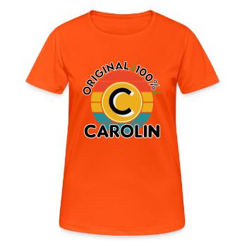 Carolin - Frauen T-Shirt atmungsaktiv - Neonorange - Vorne - AI Model Female 172 dark (172cm)