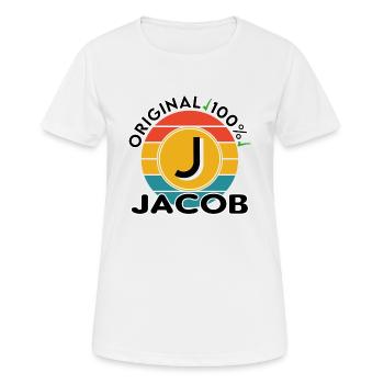 Jacob - Frauen T-Shirt atmungsaktiv - Weiß - Vorne - AI Model Female 172 dark (172cm)