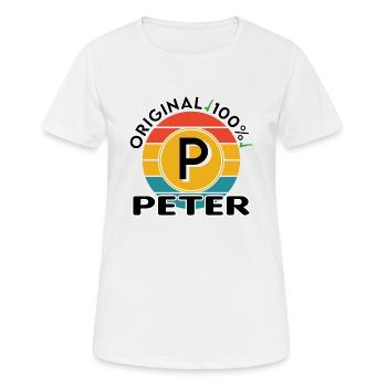 Peter - Frauen T-Shirt atmungsaktiv - Weiß - Vorne - AI Model Female 172 dark (172cm)