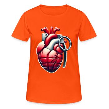 Explosive Herzgranate Design - Frauen T-Shirt atmungsaktiv - Neonorange - Vorne - AI Model Female 172 dark (172cm)