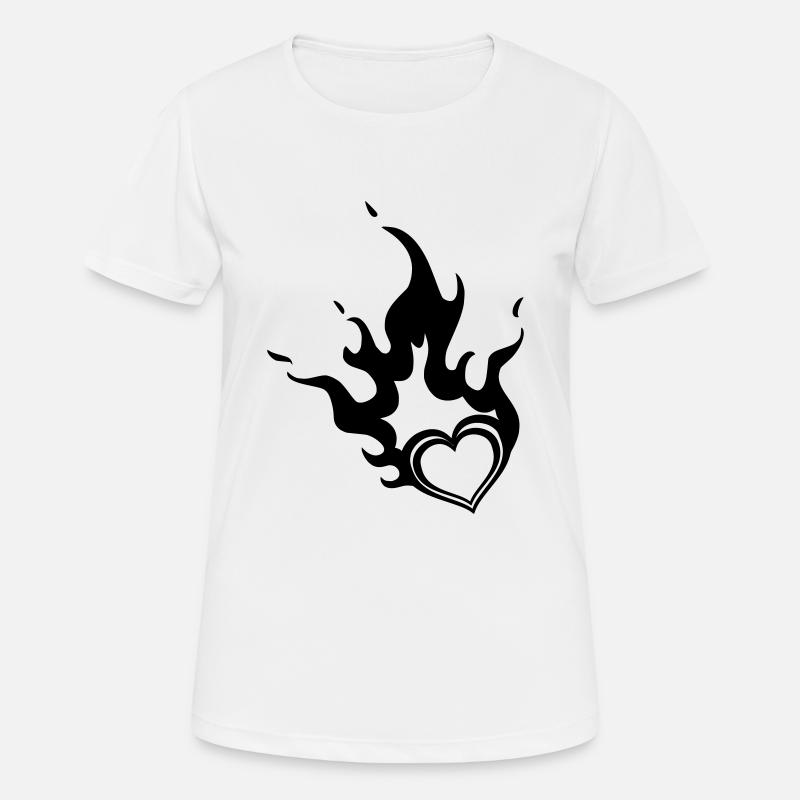burning heart - Women's Breathable T-Shirt - white