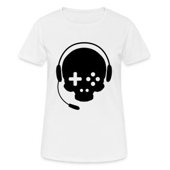 Game Schädel mit Headset - Frauen T-Shirt atmungsaktiv - Weiß - Vorne - AI Model Female 172 dark (172cm)