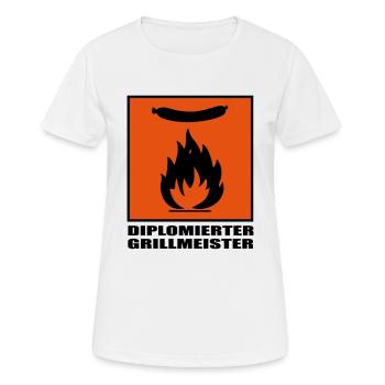 GRILLMEISTER - Frauen T-Shirt atmungsaktiv - Weiß - Vorne - AI Model Female 172 dark (172cm)