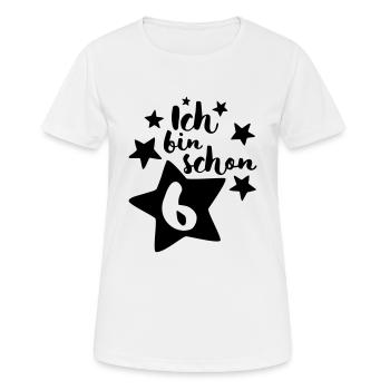 Ich bin schon Sechs! - Frauen T-Shirt atmungsaktiv - Weiß - Vorne - AI Model Female 172 dark (172cm)