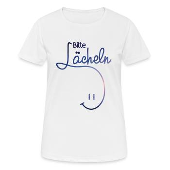 lachen laecheln Geschenk Geschenkidee bitte Smiley - Frauen T-Shirt atmungsaktiv - Weiß - Vorne - AI Model Female 172 dark (172cm)