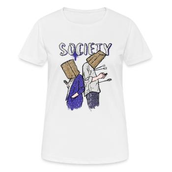 Smartphone Society - Gesellschaftskritik - Frauen T-Shirt atmungsaktiv - Weiß - Vorne - AI Model Female 172 dark (172cm)