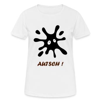schwarzer Fleck mit Augen - Autsch - Frauen T-Shirt atmungsaktiv - Weiß - Vorne - AI Model Female 172 dark (172cm)
