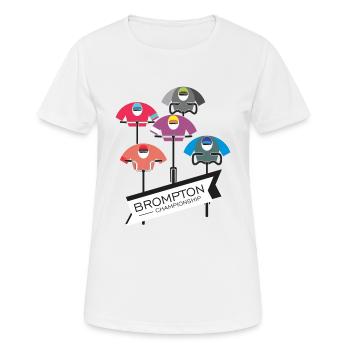 Championnat Brompton - T-shirt respirant Femme - blanc - Devant - AI Model Female 172 dark (172cm)