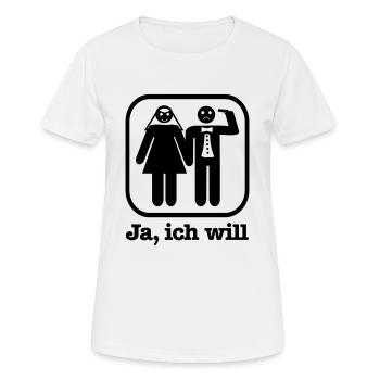 Ja, ich will - Frauen T-Shirt atmungsaktiv - Weiß - Vorne - AI Model Female 172 dark (172cm)