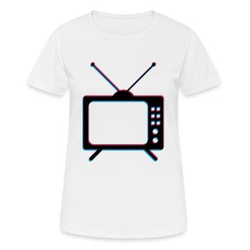 Écran de télévision 3d tv tv rétro antenne - T-shirt respirant Femme - blanc - Devant - AI Model Female 172 dark (172cm)