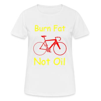 Brûler les graisses pas l’huile - T-shirt respirant Femme - blanc - Devant - AI Model Female 172 dark (172cm)
