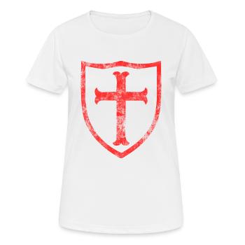 Bouclier Croix des Templiers Cadeau Templier Deus - T-shirt respirant Femme - blanc - Devant - AI Model Female 172 dark (172cm)