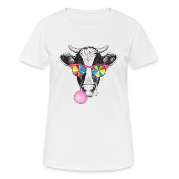 Kühler Kuhgummi - Frauen T-Shirt atmungsaktiv - Weiß - Vorne - AI Model Female 172 dark (172cm)