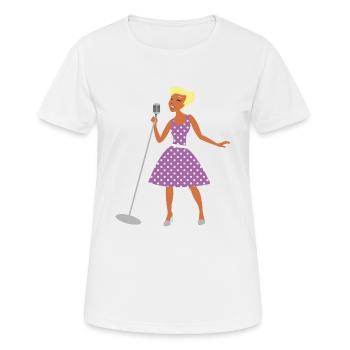Chanteur design plat avec microphone - T-shirt respirant Femme - blanc - Devant - AI Model Female 172 dark (172cm)