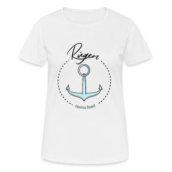Rügen meine Insel cooler Spruch mit Anker Meer - Frauen T-Shirt atmungsaktiv - Weiß - Vorne - AI Model Female 172 dark (172cm)