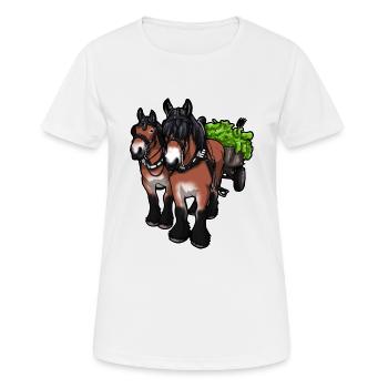 Kutsche Fahrsport Pferde Kaltblut Geschenk Lustig - Frauen T-Shirt atmungsaktiv - Weiß - Vorne - AI Model Female 172 dark (172cm)