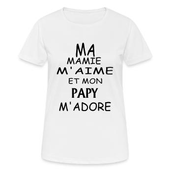 ma mamie m'aime et mon papy m'adore - T-shirt respirant Femme - blanc - Devant - AI Model Female 172 dark (172cm)