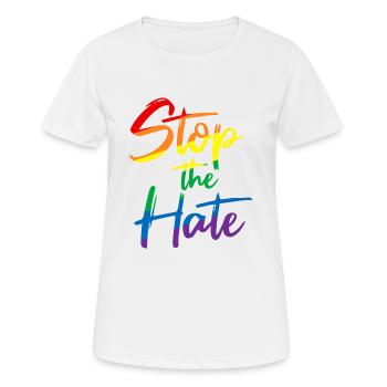 Stop The Hate Antirassismus LGBT LGBTQ Toleranz - Frauen T-Shirt atmungsaktiv - Weiß - Vorne - AI Model Female 172 dark (172cm)