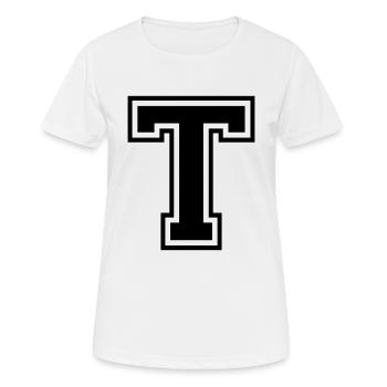 Letter T Football Team | baseball| university basketball - Women's Breathable T-Shirt - white - Front - AI Model Female 172 dark (172cm)