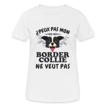 Mon border collie ne veut pas - T-shirt respirant Femme - blanc - Devant - AI Model Female 172 dark (172cm)