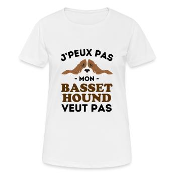 Chien de Race Basset Hound - T-shirt respirant Femme - blanc - Devant - AI Model Female 172 dark (172cm)