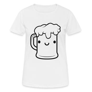 Süßes Bier Gesicht Maßkrug - Frauen T-Shirt atmungsaktiv - Weiß - Vorne - AI Model Female 172 dark (172cm)