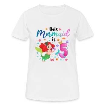 This Mermaid is 5 Mädchen Gebutrstag Meerjungfrau - Frauen T-Shirt atmungsaktiv - Weiß - Vorne - AI Model Female 172 dark (172cm)